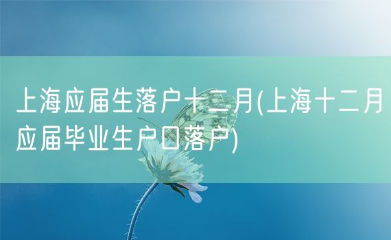 上海应届生落户十二月(上海十二月应届毕业生户口落户)