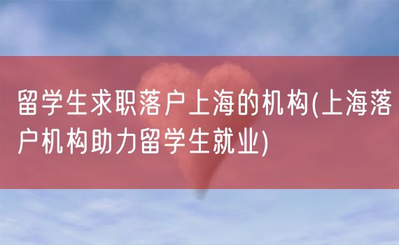 留学生求职落户上海的机构(上海落户机构助力留学生就业)