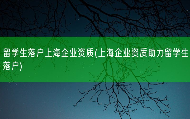 留学生落户上海企业资质(上海企业资质助力留学生落户)