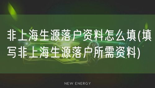 非上海生源落户资料怎么填(填写非上海生源落户所需资料)