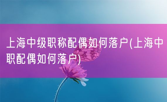 上海中级职称配偶如何落户(上海中职配偶如何落户)