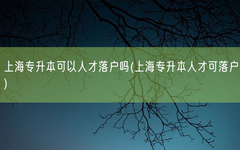 上海专升本可以人才落户吗(上海专升本人才可落户)