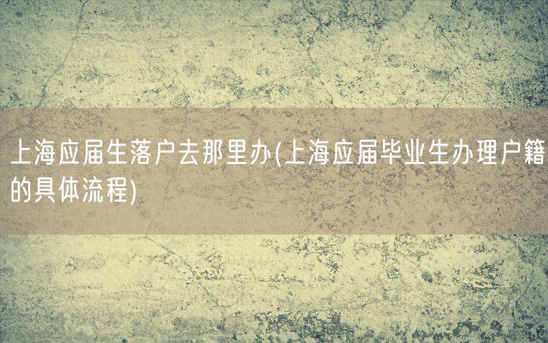 上海应届生落户去那里办(上海应届毕业生办理户籍的具体流程)