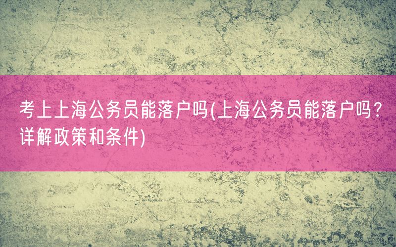 考上上海公务员能落户吗(上海公务员能落户吗？详解政策和条件)