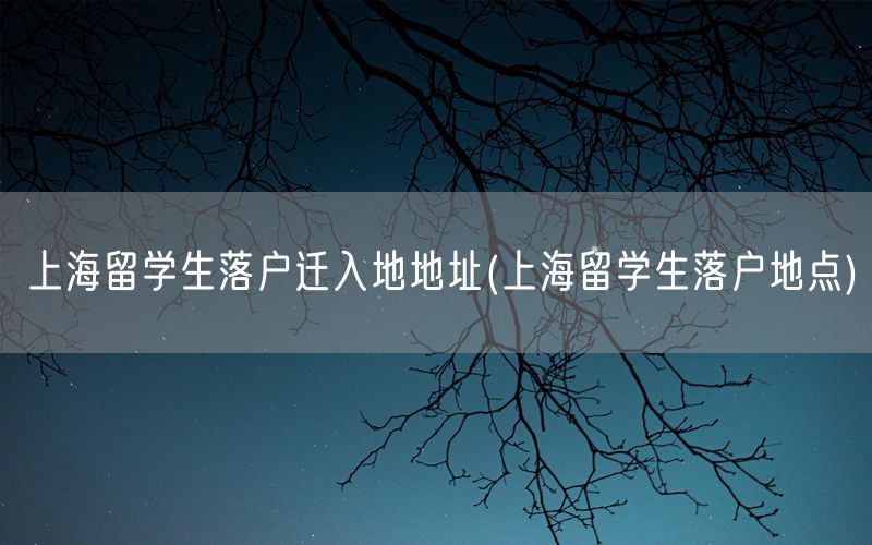 上海留学生落户迁入地地址(上海留学生落户地点)