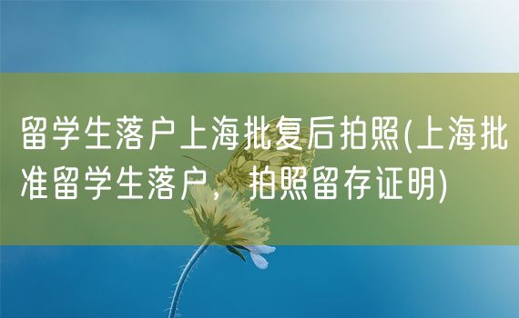 留学生落户上海批复后拍照(上海批准留学生落户，拍照留存证明)