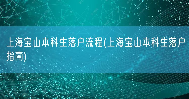 上海宝山本科生落户流程(上海宝山本科生落户指南)