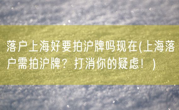 落户上海好要拍沪牌吗现在(上海落户需拍沪牌？打消你的疑虑！)