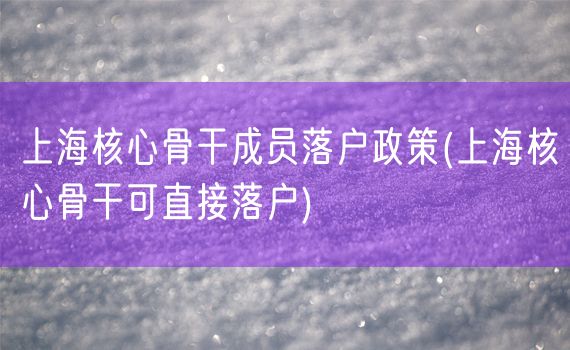 上海核心骨干成员落户政策(上海核心骨干可直接落户)