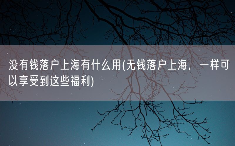 没有钱落户上海有什么用(无钱落户上海，一样可以享受到这些福利)