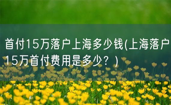 首付15万落户上海多少钱(上海落户15万首付费用是多少？)