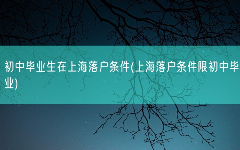 初中毕业生在上海落户条件(上海落户条件限初中毕业)