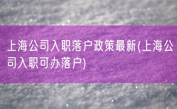 上海公司入职落户政策最新(上海公司入职可办落户)