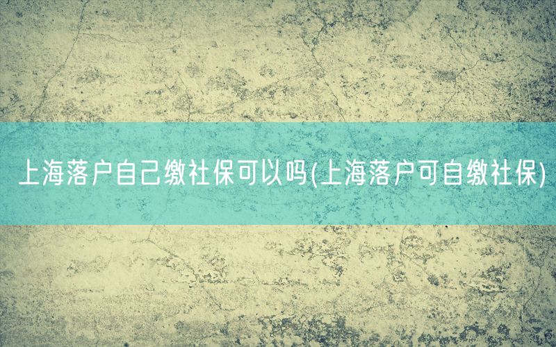 上海落户自己缴社保可以吗(上海落户可自缴社保)