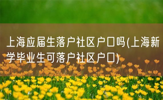 上海应届生落户社区户口吗(上海新学毕业生可落户社区户口)