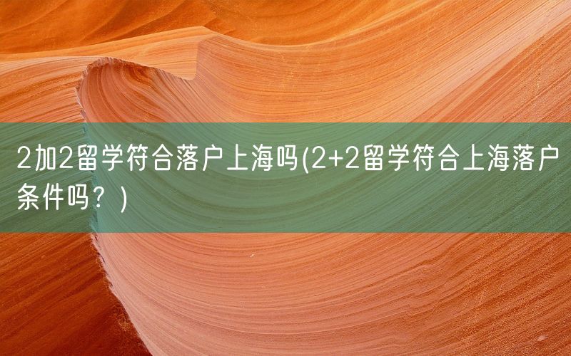 2加2留学符合落户上海吗(2+2留学符合上海落户条件吗？)