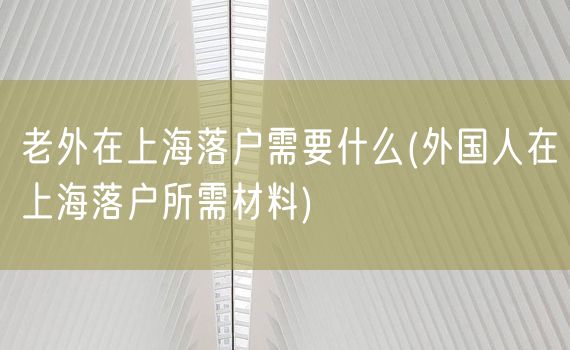 老外在上海落户需要什么(外国人在上海落户所需材料)