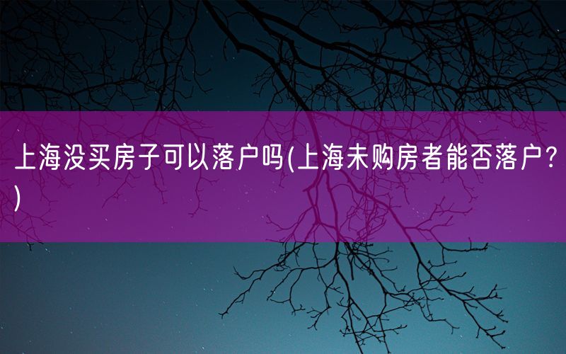 上海没买房子可以落户吗(上海未购房者能否落户？)