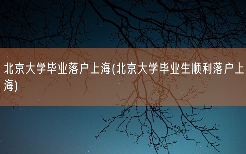 北京大学毕业落户上海(北京大学毕业生顺利落户上海)