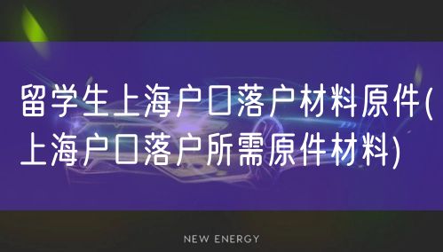 留学生上海户口落户材料原件(上海户口落户所需原件材料)