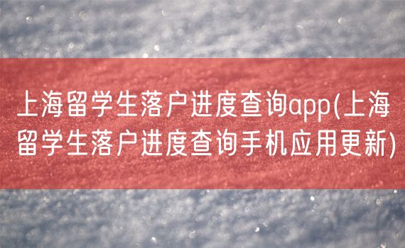 上海留学生落户进度查询app(上海留学生落户进度查询手机应用更新)