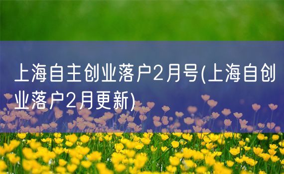 上海自主创业落户2月号(上海自创业落户2月更新)