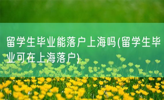 留学生毕业能落户上海吗(留学生毕业可在上海落户)