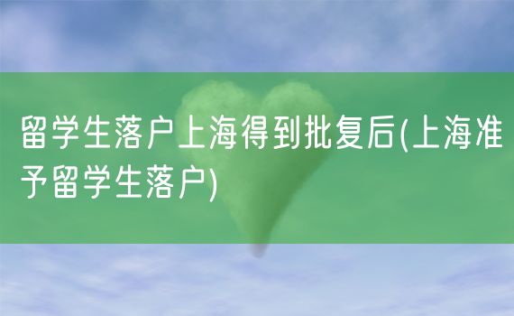 留学生落户上海得到批复后(上海准予留学生落户)