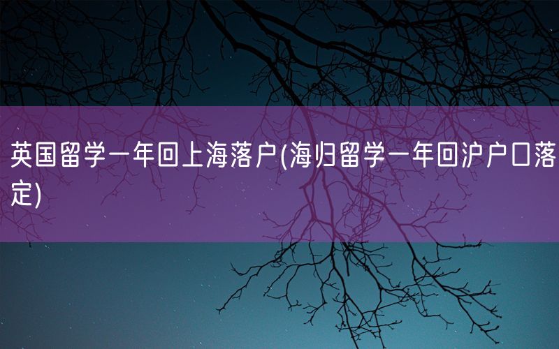 英国留学一年回上海落户(海归留学一年回沪户口落定)