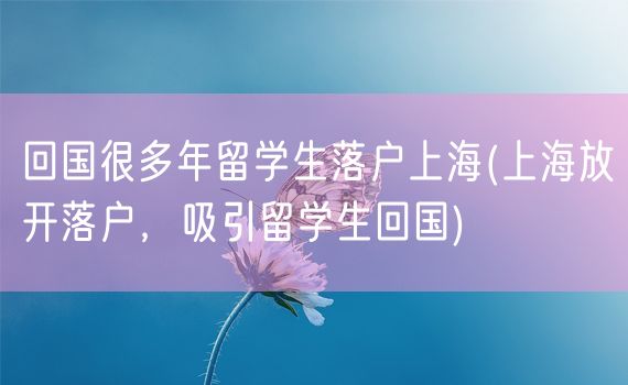 回国很多年留学生落户上海(上海放开落户，吸引留学生回国)