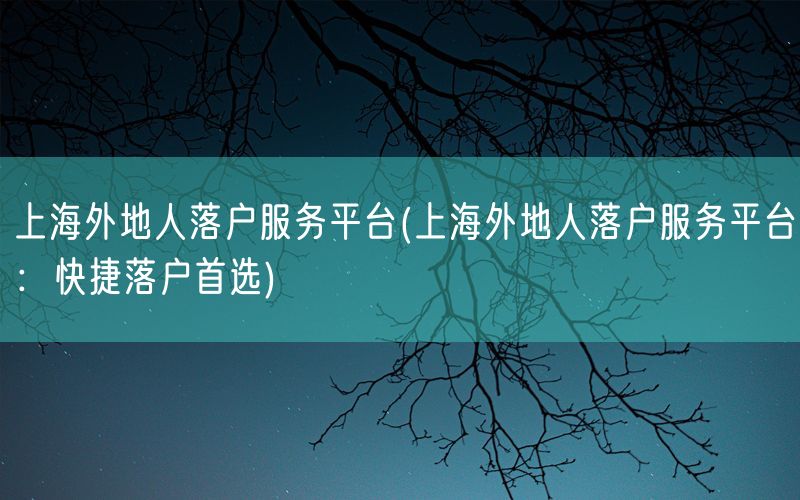 上海外地人落户服务平台(上海外地人落户服务平台：快捷落户首选)