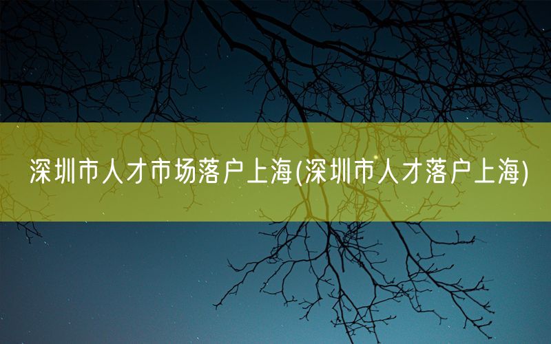 深圳市人才市场落户上海(深圳市人才落户上海)