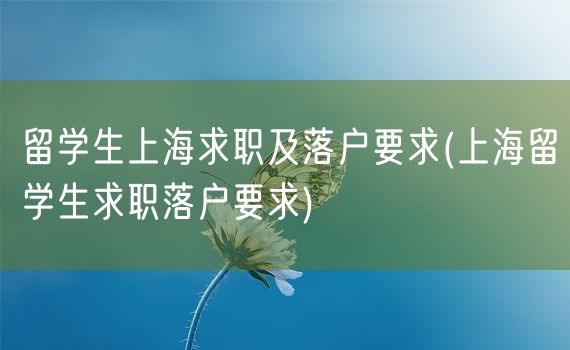 留学生上海求职及落户要求(上海留学生求职落户要求)