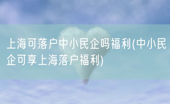 上海可落户中小民企吗福利(中小民企可享上海落户福利)