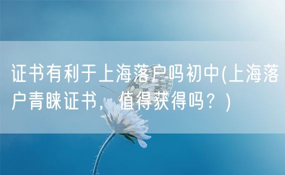 证书有利于上海落户吗初中(上海落户青睐证书，值得获得吗？)