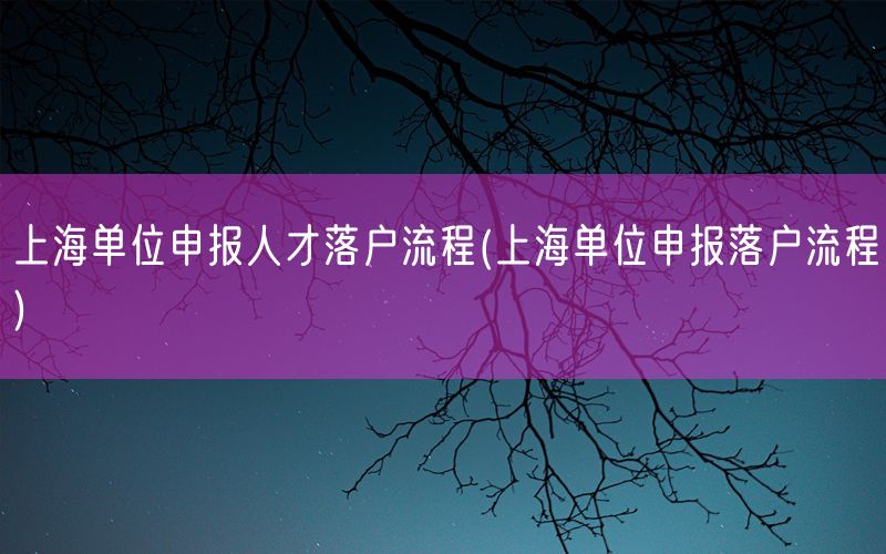 上海单位申报人才落户流程(上海单位申报落户流程)