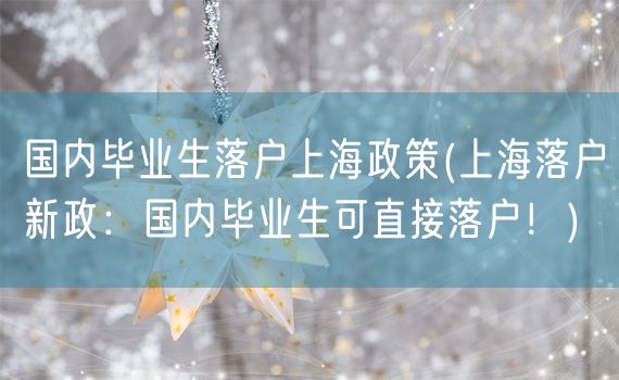 国内毕业生落户上海政策(上海落户新政：国内毕业生可直接落户！)