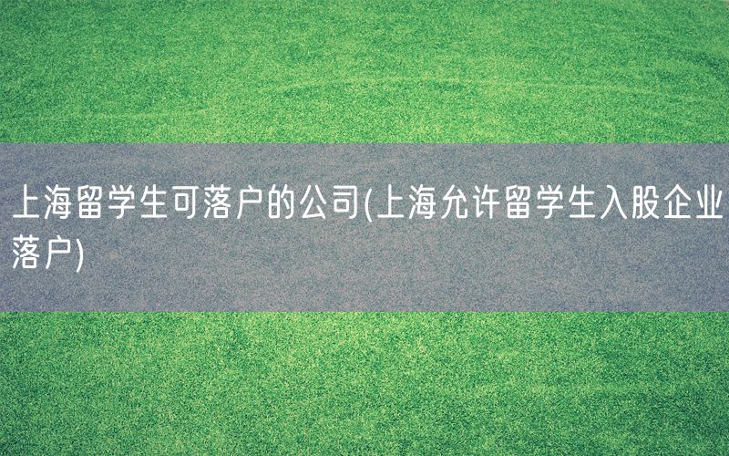 上海留学生可落户的公司(上海允许留学生入股企业落户)