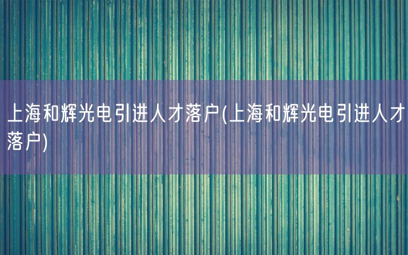 上海和辉光电引进人才落户(上海和辉光电引进人才落户)