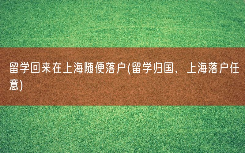 留学回来在上海随便落户(留学归国，上海落户任意)