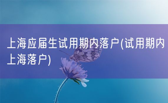 上海应届生试用期内落户(试用期内上海落户)