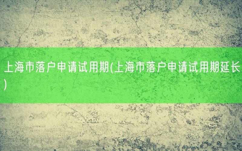 上海市落户申请试用期(上海市落户申请试用期延长)