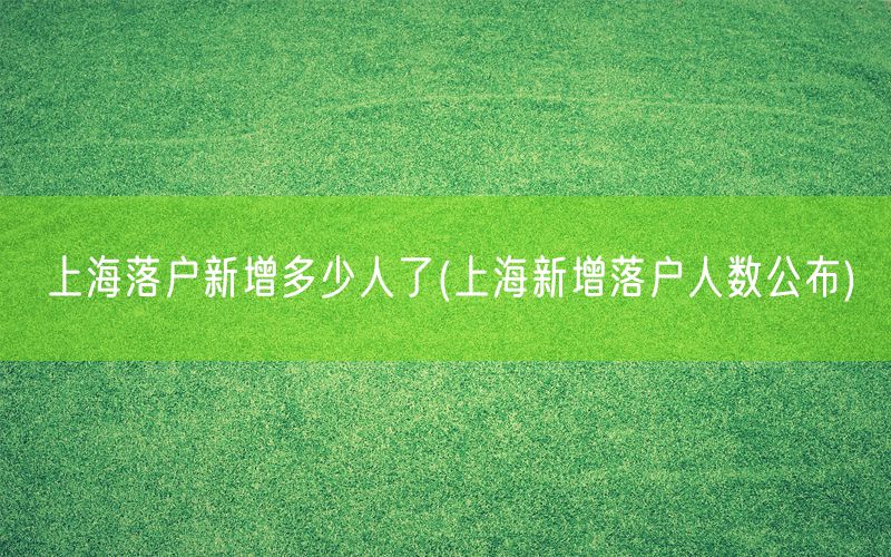 上海落户新增多少人了(上海新增落户人数公布)