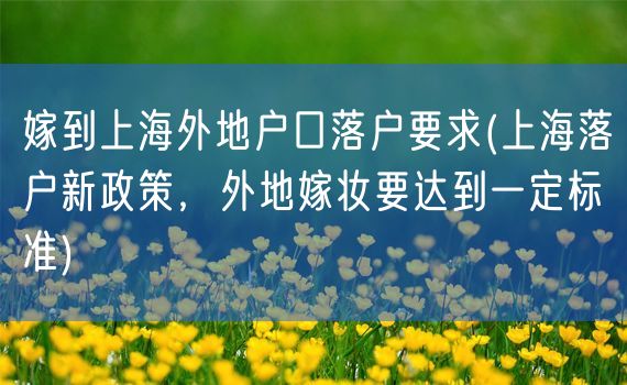 嫁到上海外地户口落户要求(上海落户新政策，外地嫁妆要达到一定标准)