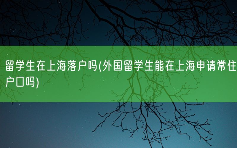 留学生在上海落户吗(外国留学生能在上海申请常住户口吗)