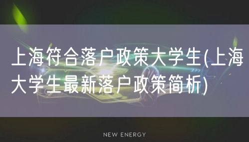 上海符合落户政策大学生(上海大学生最新落户政策简析)