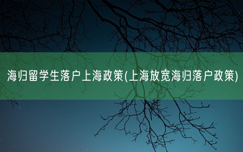 海归留学生落户上海政策(上海放宽海归落户政策)