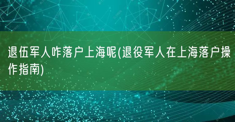 退伍军人咋落户上海呢(退役军人在上海落户操作指南)