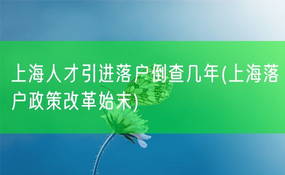 上海人才引进落户倒查几年(上海落户政策改革始末)