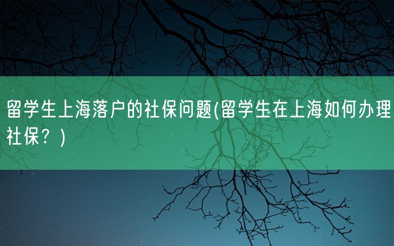 留学生上海落户的社保问题(留学生在上海如何办理社保？)